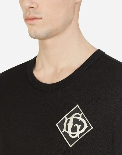 Shop Dolce & Gabbana Cotton T-shirt With Dg Logo In Black