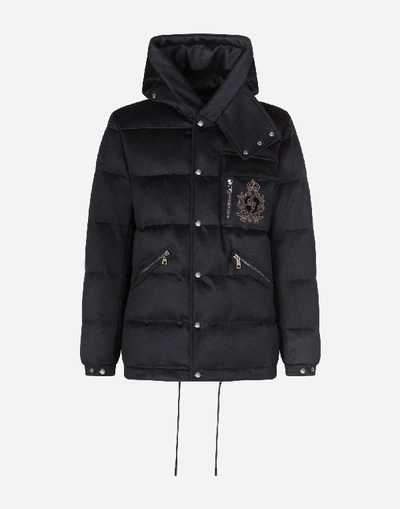 Shop Dolce & Gabbana Quilted Cashmere Jacket With Patch In Black