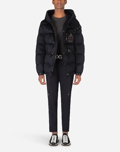 Shop Dolce & Gabbana Quilted Cashmere Jacket With Patch In Black