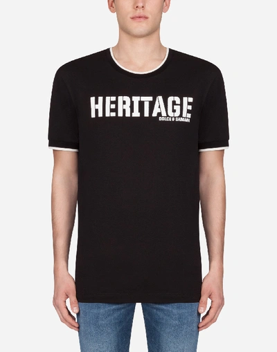 Shop Dolce & Gabbana Cotton T-shirt With Heritage Print