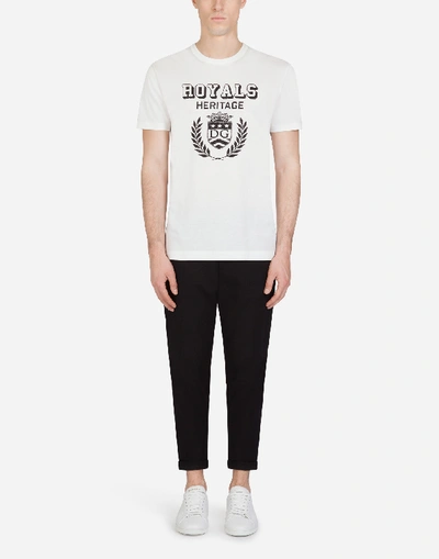 Shop Dolce & Gabbana Army Print Cotton T-shirt