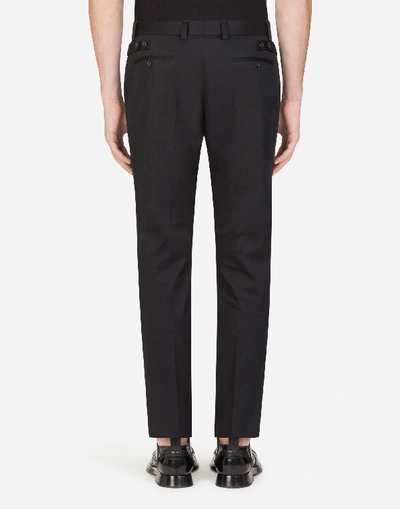 Shop Dolce & Gabbana Stretch Cotton Pants In Blue