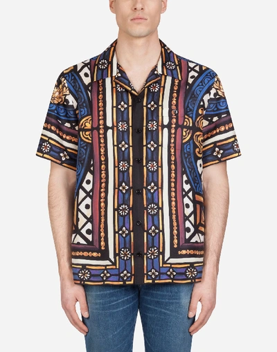 Shop Dolce & Gabbana Silk Hawaii Shirt With Lion Print In Animalier Print