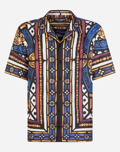 Shop Dolce & Gabbana Silk Hawaii Shirt With Lion Print In Animalier Print