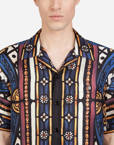 Shop Dolce & Gabbana Silk Hawaii Shirt With Lion Print In Animalier Print