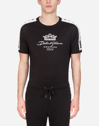 Shop Dolce & Gabbana Cotton T-shirt With Dg Print In Black