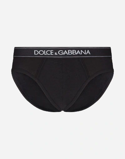 Shop Dolce & Gabbana Mid-rise Briefs In Two-way Stretch Cotton Jersey In Black