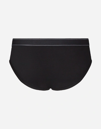 Shop Dolce & Gabbana Mid-rise Briefs In Two-way Stretch Cotton Jersey In Black