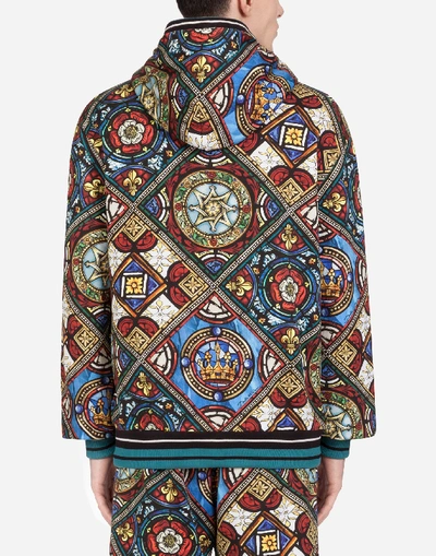 Shop Dolce & Gabbana Hoodie With Stained Glass Window Style Print In Multicolored