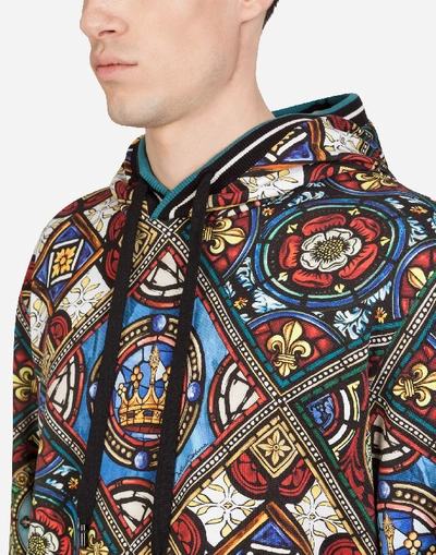 Shop Dolce & Gabbana Hoodie With Stained Glass Window Style Print In Multicolored