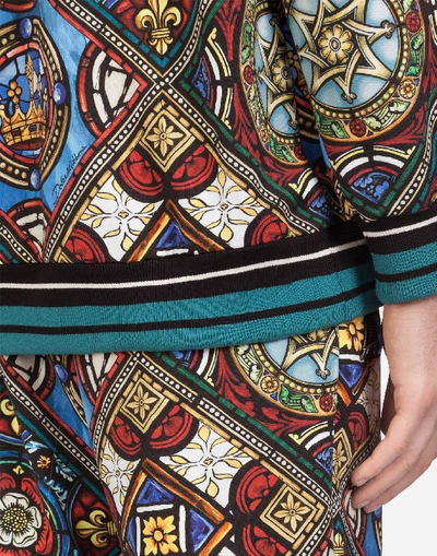 Shop Dolce & Gabbana Hoodie With Stained Glass Window Style Print In Multicolored