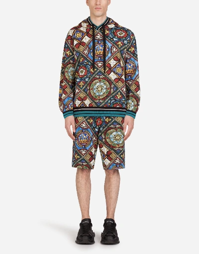 Shop Dolce & Gabbana Hoodie With Stained Glass Window Style Print In Multicolored