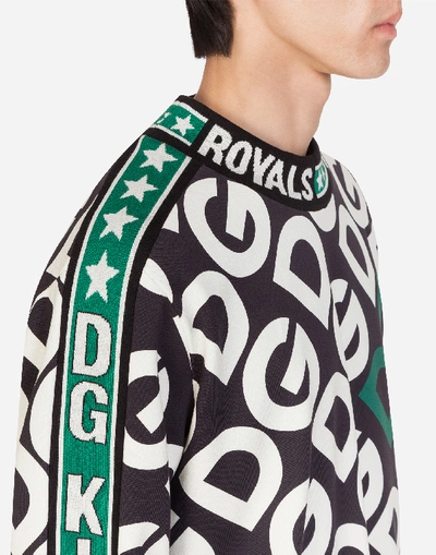 Shop Dolce & Gabbana Cotton Sweatshirt With Dg Logo Print In Multicolor
