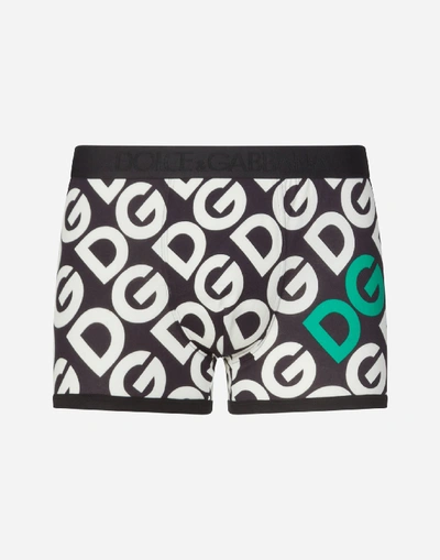 Shop Dolce & Gabbana Cotton Boxers With Dg Logo Print In Multicolor