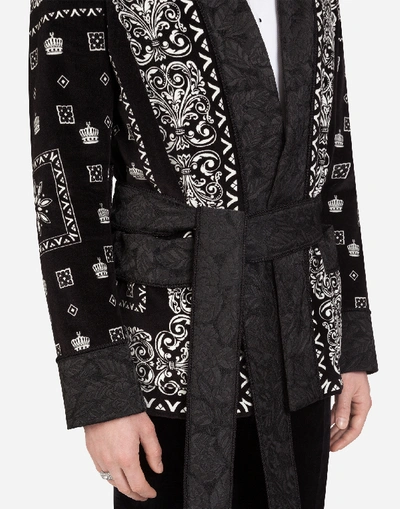 Shop Dolce & Gabbana Velvet Robe Jacket In Bandana Print In Multicolored