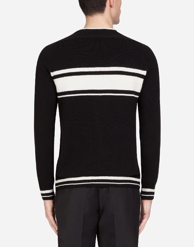 Shop Dolce & Gabbana Crew Neck Cashmere Sweater With Dg Jacquard Logo