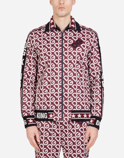 Shop Dolce & Gabbana Zip- Up Technical Jersey Sweatshirt With Dg Logo Print In Multicolor