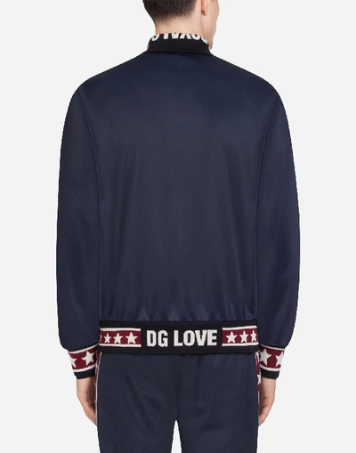 Shop Dolce & Gabbana Zip- Up Technical Jersey Sweatshirt With Dg Logo Print In Multicolor