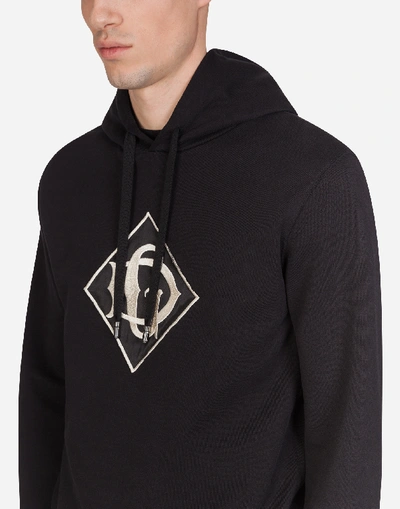 Shop Dolce & Gabbana Cotton Hoodie With Dg Logo In Black