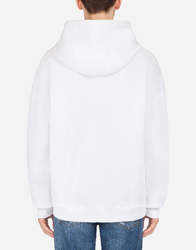 Shop Dolce & Gabbana Printed Cotton Sweatshirt With Hood In White