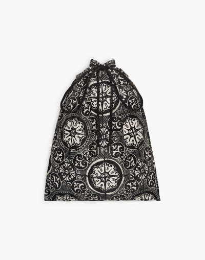Shop Dolce & Gabbana Medium Swimming Trunks With Maiolica Print On A Black Background
