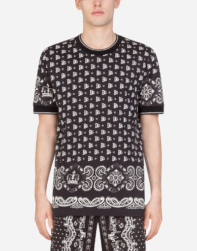 Shop Dolce & Gabbana Cotton T-shirt In Bandana Print In Black