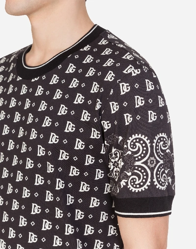 Shop Dolce & Gabbana Cotton T-shirt In Bandana Print In Black