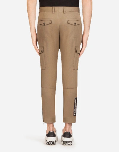 Shop Dolce & Gabbana Cargo Pants In Stretch Cotton In Brown