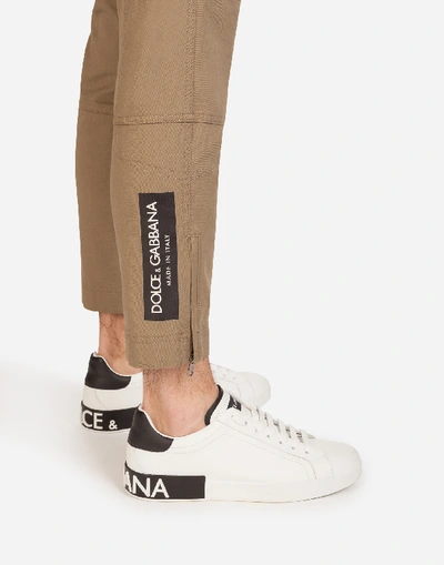 Shop Dolce & Gabbana Cargo Pants In Stretch Cotton In Brown