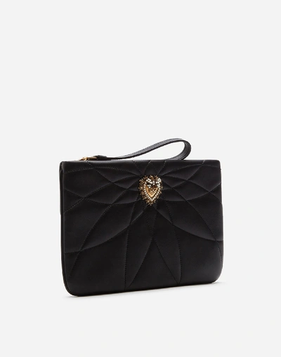 Shop Dolce & Gabbana Quilted Nappa Leather Devotion Clutch