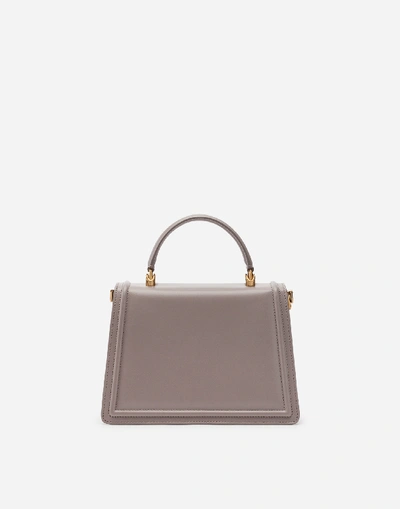 Shop Dolce & Gabbana Medium Devotion Bag In Smooth Calfskin In Gray