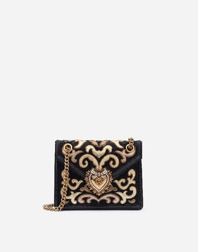 Shop Dolce & Gabbana Medium Brocade Devotion Bag With Mordore Patch