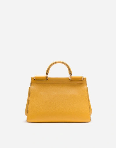 Shop Dolce & Gabbana Small Calfskin Sicily Soft Bag In Yellow