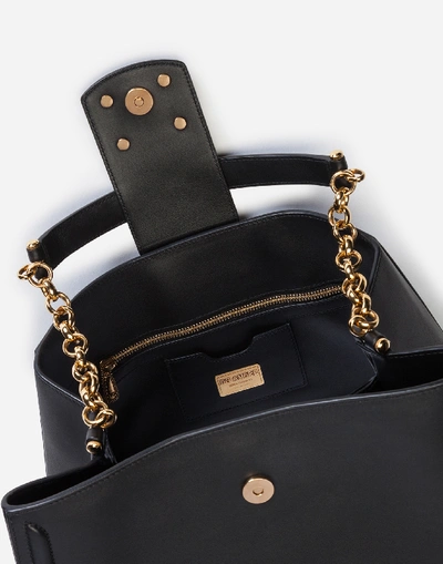 Shop Dolce & Gabbana Large Calfskin Dg Amore Bag In Black