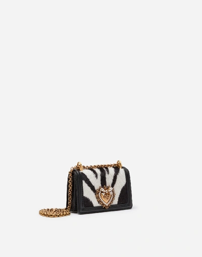 Shop Dolce & Gabbana Devotion Micro Bag In Zebra-print Pony Hair In Animal Print