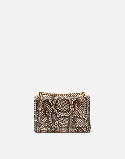 Shop Dolce & Gabbana Medium Devotion Crossbody Bag In Python Skin In Nude