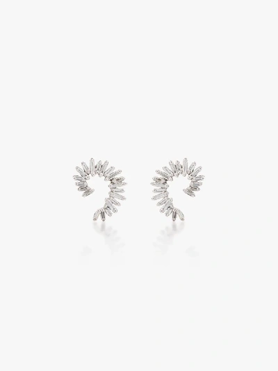 Shop Suzanne Kalan 18k White Gold Spiral Diamond Earrings