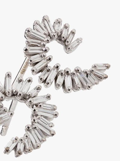 Suzanne Kalan 18kt White Gold Diamond Baguette Spiral Earrings In White Gold