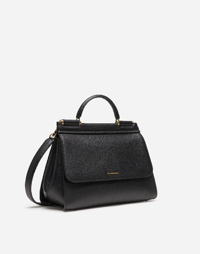 Shop Dolce & Gabbana Medium Calfskin Sicily Soft Bag In Black