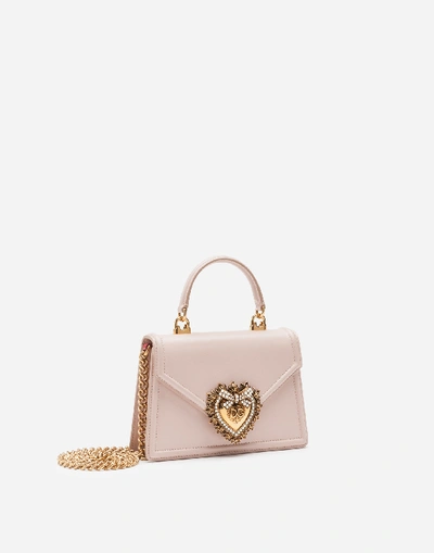 Dolce Gabbana Small Smooth Calfskin Devotion Bag In Pale Pink