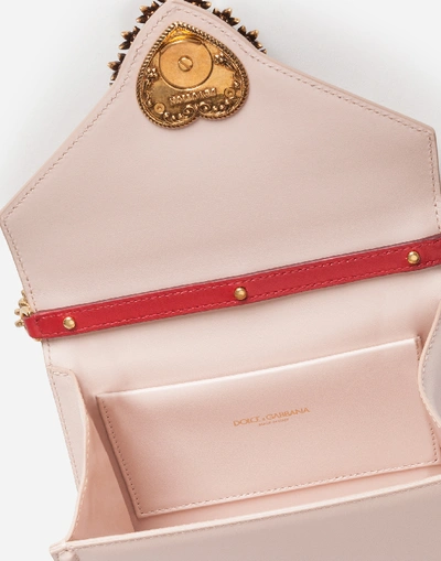 Shop Dolce & Gabbana Small Smooth Calfskin Devotion Bag In Pale Pink