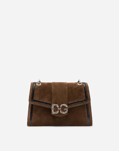 Shop Dolce & Gabbana Dg Amore Bag In Mixed Materials In Brown