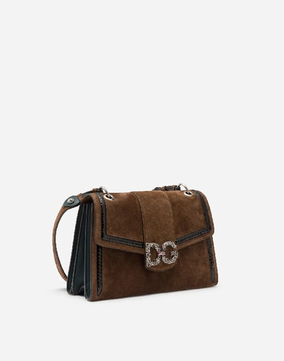 Shop Dolce & Gabbana Dg Amore Bag In Mixed Materials In Brown