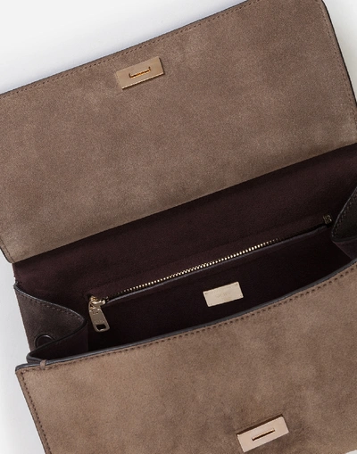 Shop Dolce & Gabbana Small Sicily Soft Bag In Two-tone Split-grain Leather In Beige