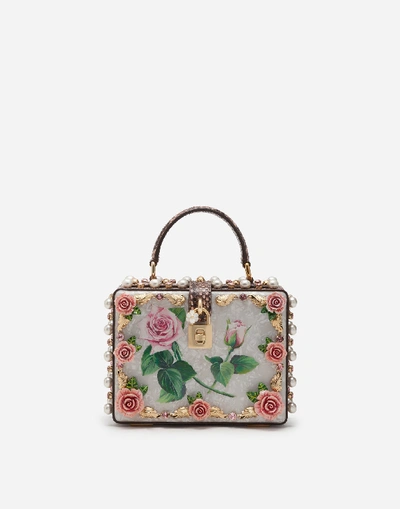 Shop Dolce & Gabbana Mother-of-pearl Dolce Box Bag With Jewel Embroidery