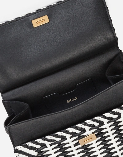 Shop Dolce & Gabbana Medium Sicily 58 Bag In Woven Nappa Leather