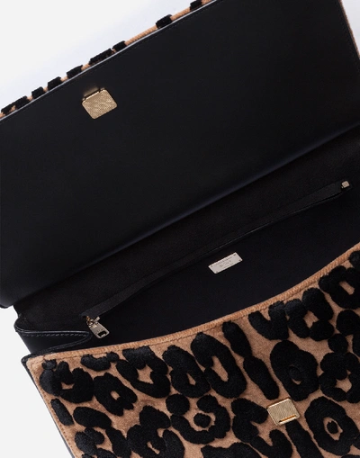 Shop Dolce & Gabbana Soft Medium Sicily Bag In Leopard Print Velvet Stitch In Animalier Print