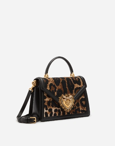 Shop Dolce & Gabbana Medium Devotion Bag In Leopard-print Jacquard In Leopard Print