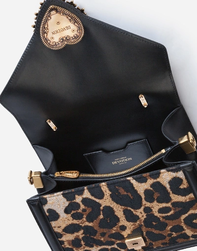 Shop Dolce & Gabbana Medium Devotion Bag In Leopard-print Jacquard In Leopard Print