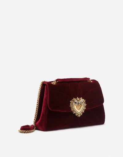 Shop Dolce & Gabbana Large Devotion Shoulder Bag In Quilted Velvet